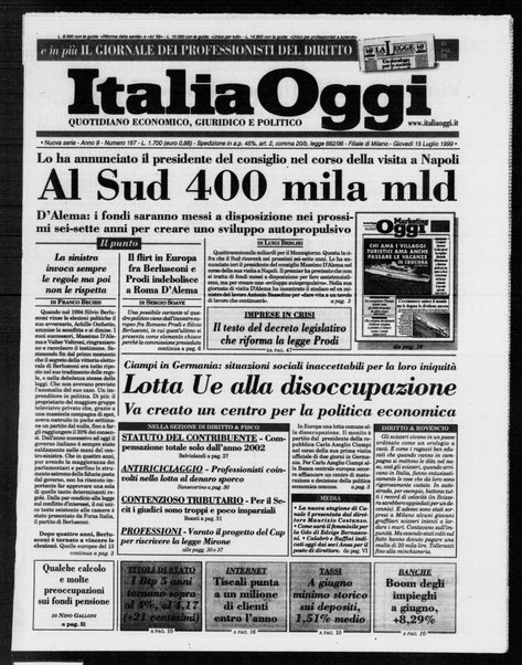 Italia oggi : quotidiano di economia finanza e politica